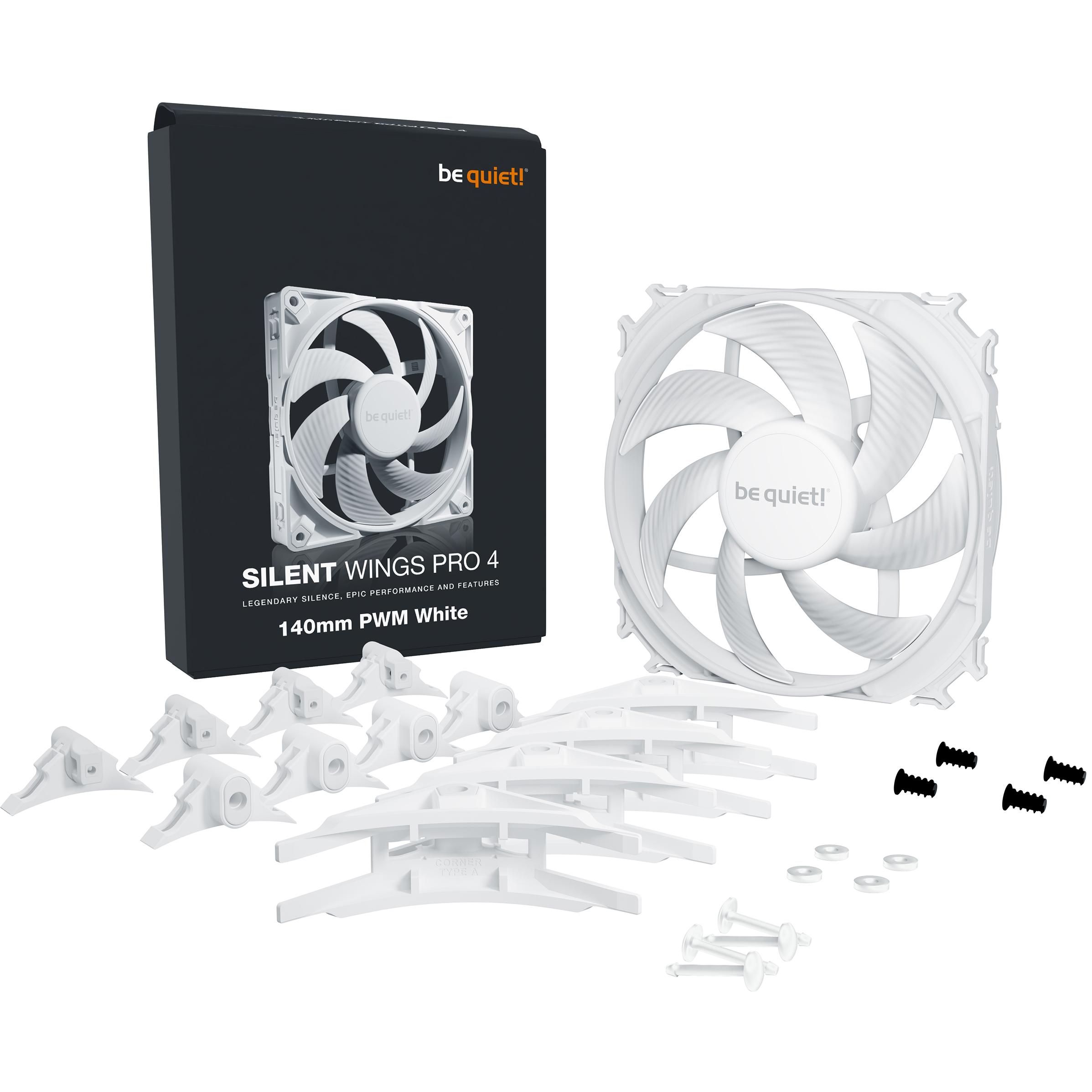 A large main feature product image of be quiet! SILENT WINGS PRO 4 140mm Performance PWM Fan (White)