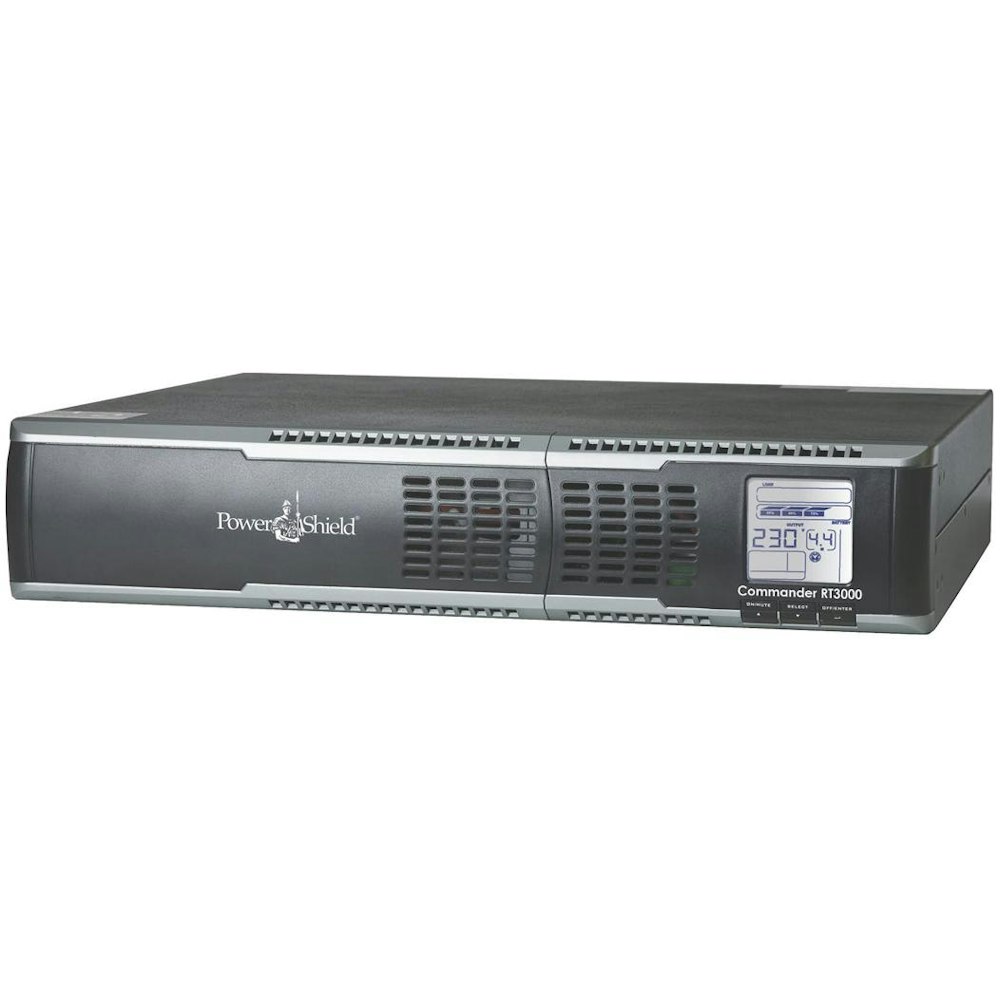 A large main feature product image of PowerShield Commander RT 3KVA - AVR Line Interactive Rack/Tower UPS