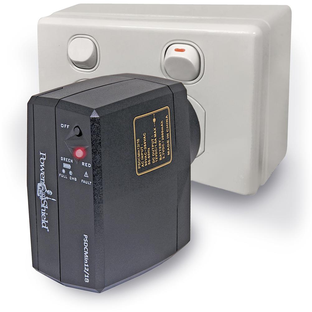 A large main feature product image of PowerShield DC Mini - 12V/18W UPS