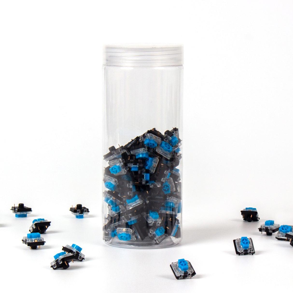 A large main feature product image of Gateron Low Profile 2.0 Blue - 65g Clicky Switch Set (110pcs)