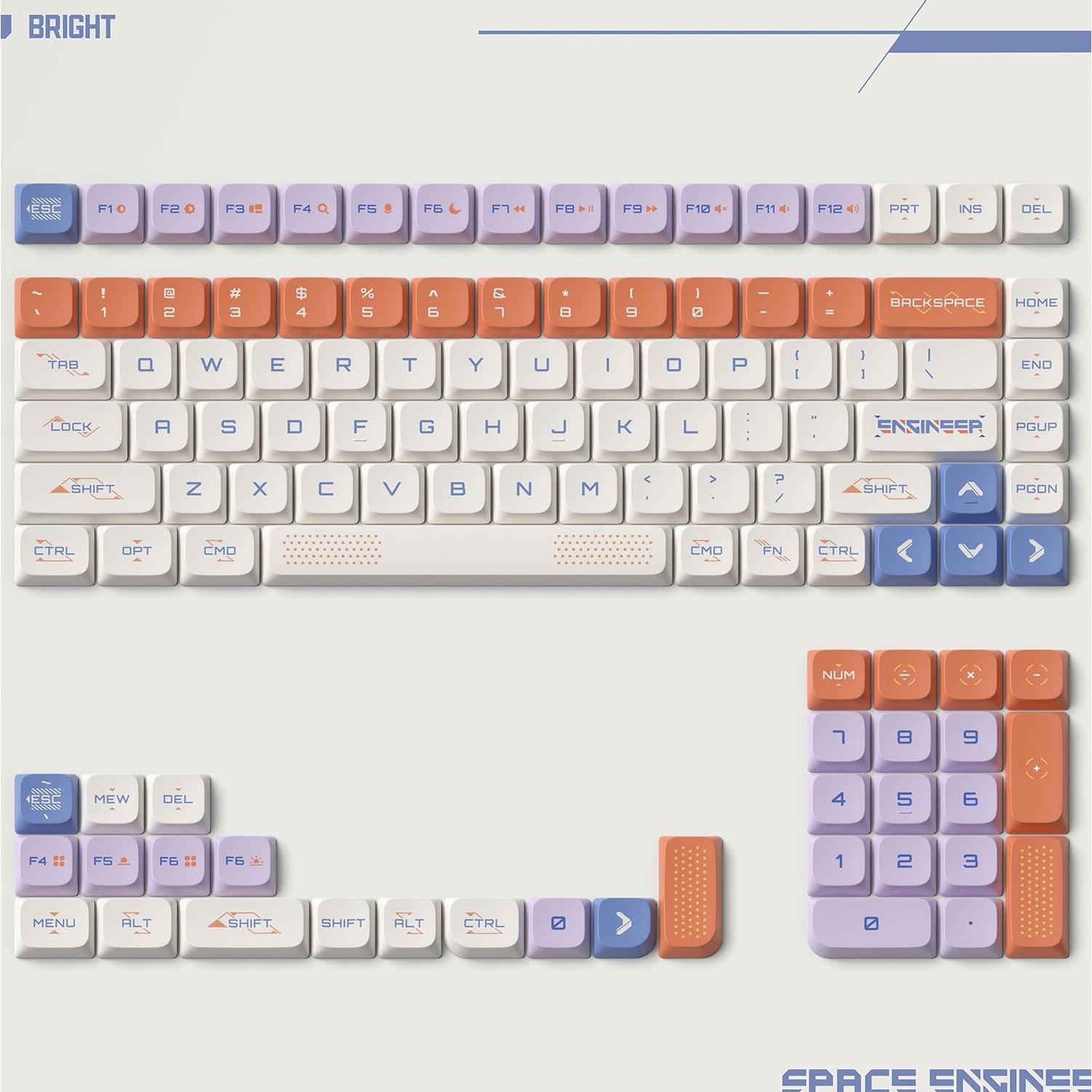 A large main feature product image of Keytok x NuPhy Space Engineer Bright - Dye-Sub PBT Low-Profile Keycap Set (117pcs)