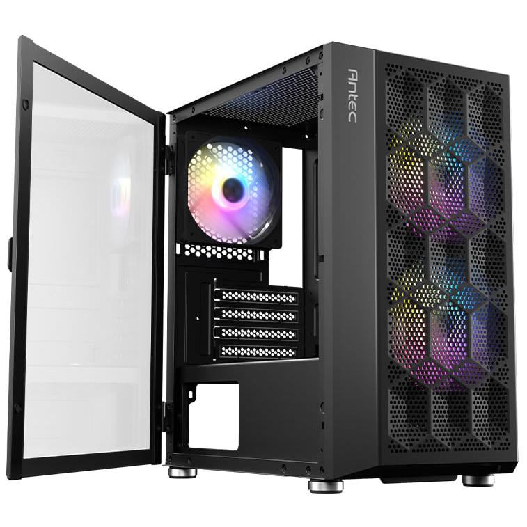 A large main feature product image of Antec NX200M RGB - Micro Tower Case (Black)