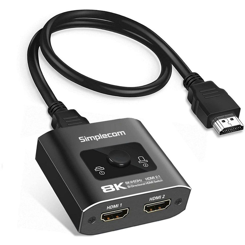 A large main feature product image of Simplecom CM302v2 Bi-Directional 2 Way HDMI 2.1 Switch Selector 8K@60Hz