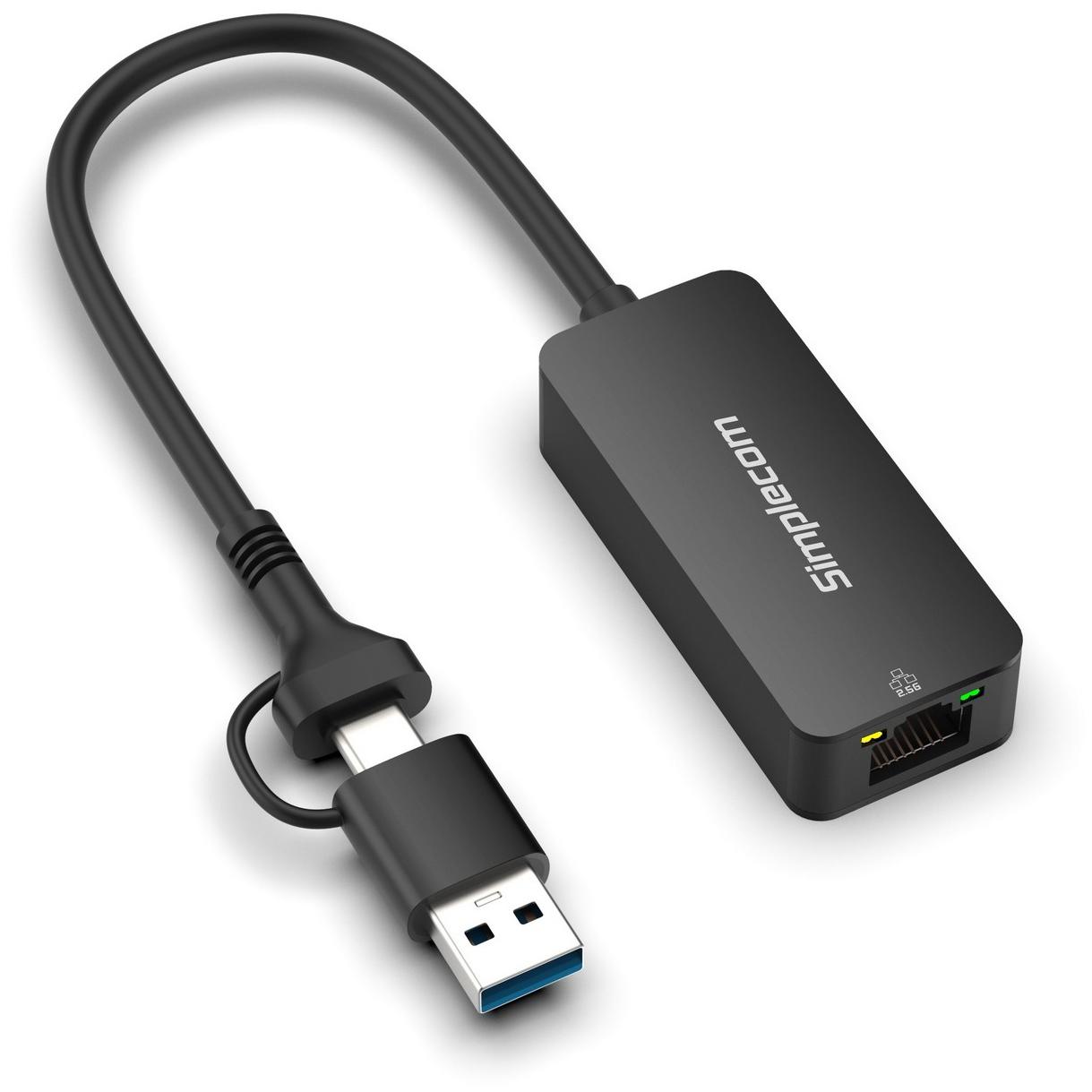 A large main feature product image of Simplecom NU405c SuperSpeed USB Type-C and Type-A to 2.5G Ethernet Network Adapter 2.5Gbps LAN