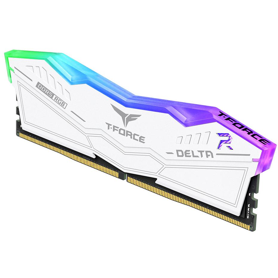 A large main feature product image of Team T-Force Delta RGB 16GB Kit (2x8GB) DDR5-6000 C38 (White)