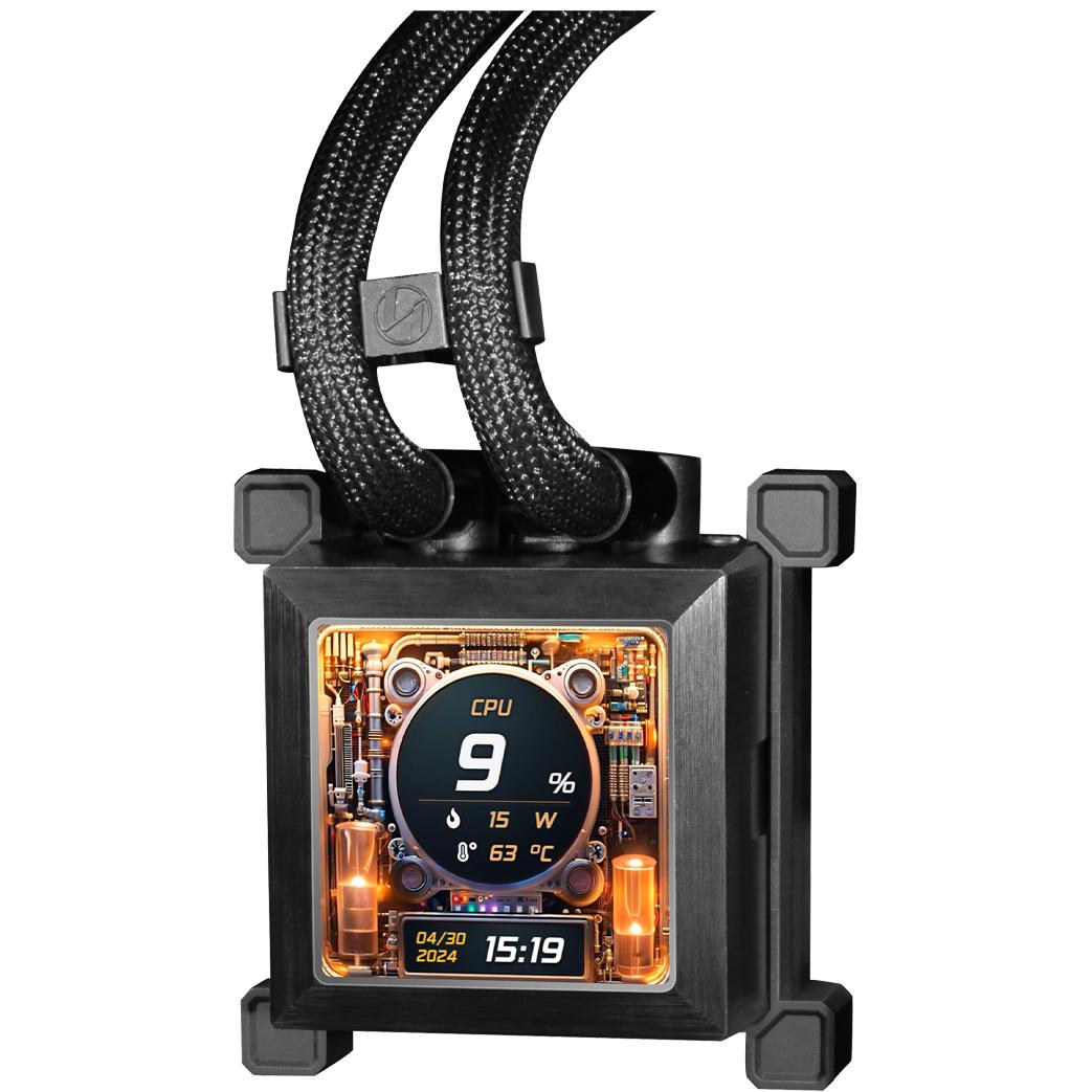 A large main feature product image of Lian Li HydroShift LCD 360S - 360mm AIO Liquid CPU Cooler (Black)