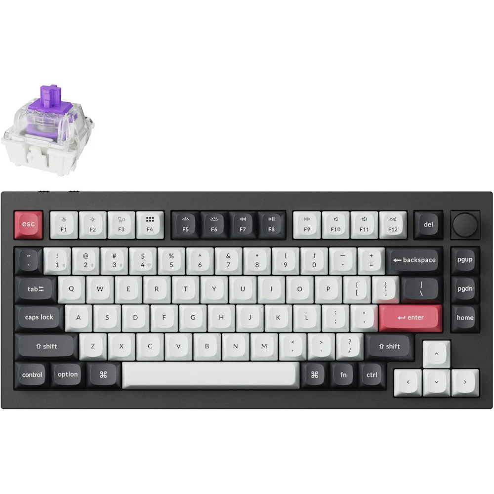 Keychron Q1 HE - 75% QMK Wireless Custom Keyboard - Black (Gateron Nebula Magnetic Switch)