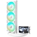 A product image of TRYX PANORAMA OLED - ARGB 360mm AIO Liquid CPU Cooler with 3D Display (White)