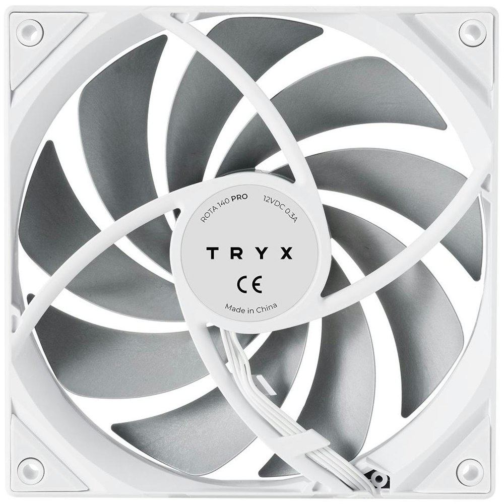 A large main feature product image of TRYX ROTA 140 PRO - 140mm LCP Performance Fan (White)