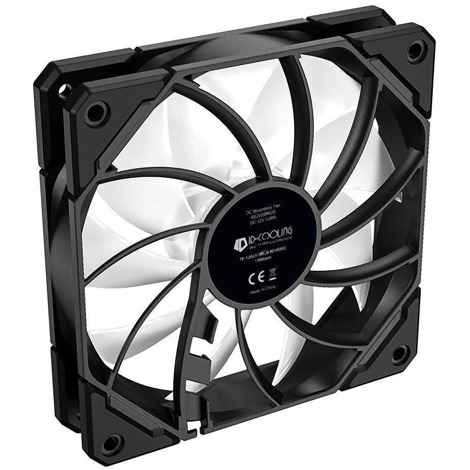 A large main feature product image of ID-COOLING TF Series Pro 120mm ARGB Reverse Blade PWM Fan (Black)