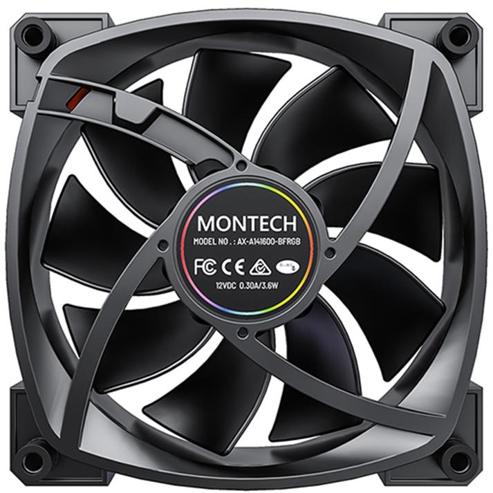 A large main feature product image of Montech AX140 ARGB 140mm PWM Fan (Black)