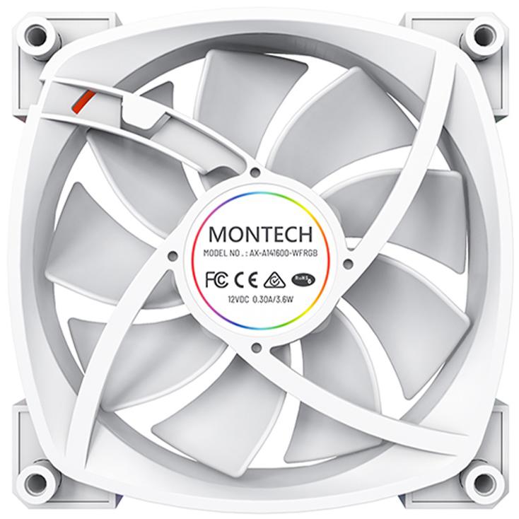 A large main feature product image of Montech AX140 ARGB 140mm PWM Fan (White)