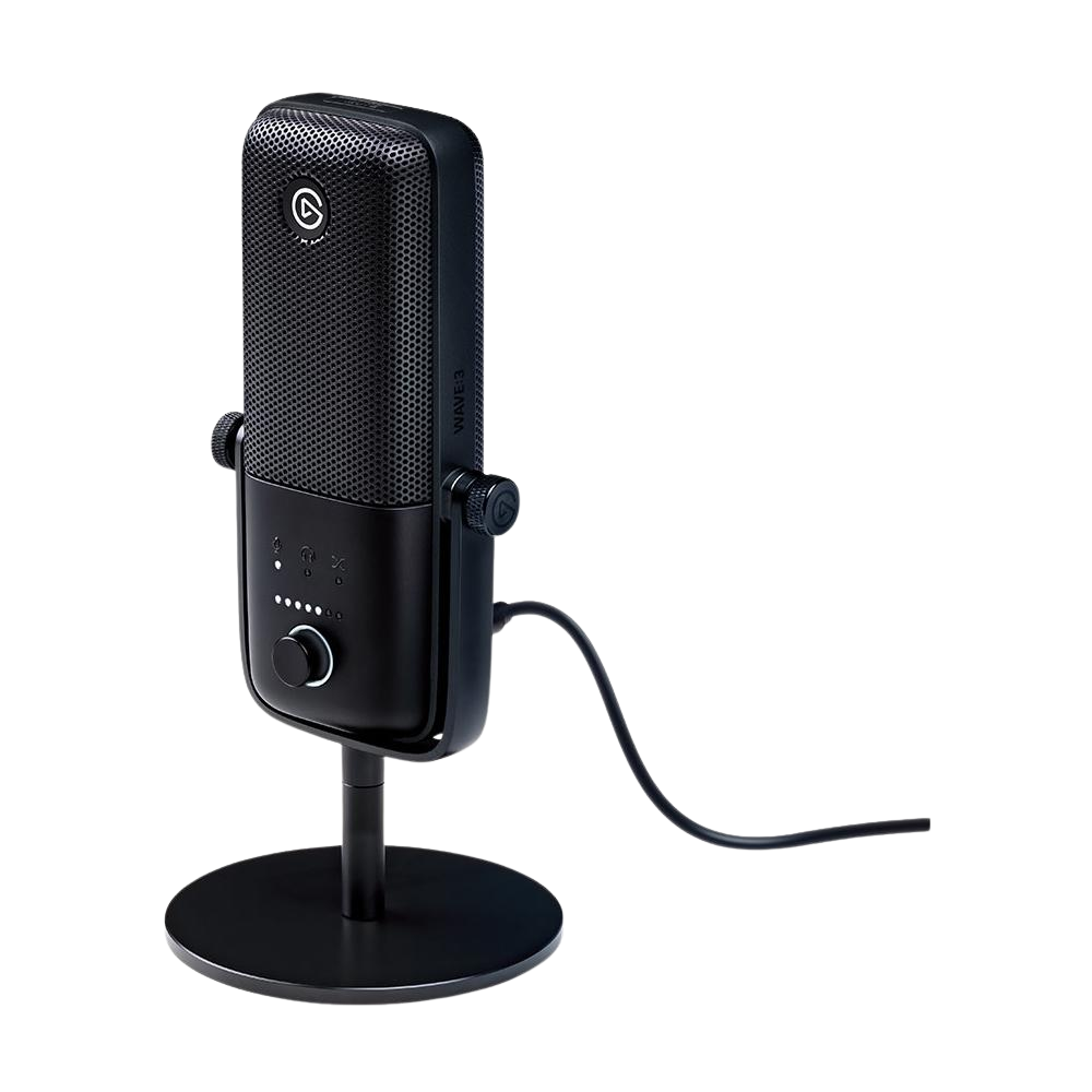 A large main feature product image of Elgato Wave 3 Premium Streaming Microphone - Black