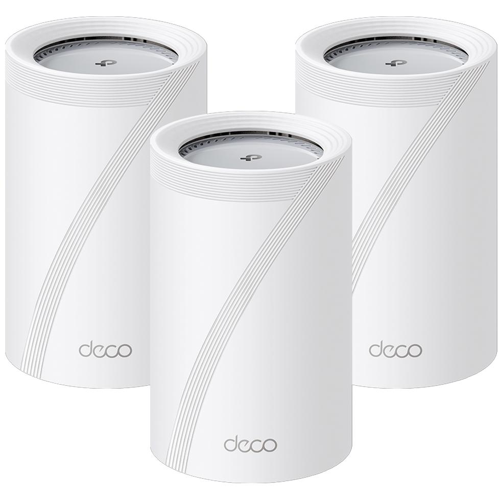 A large main feature product image of TP-Link Deco BE65 Pro - BE11000 Wi-Fi 7 Tri-Band Mesh System (3 Pack)