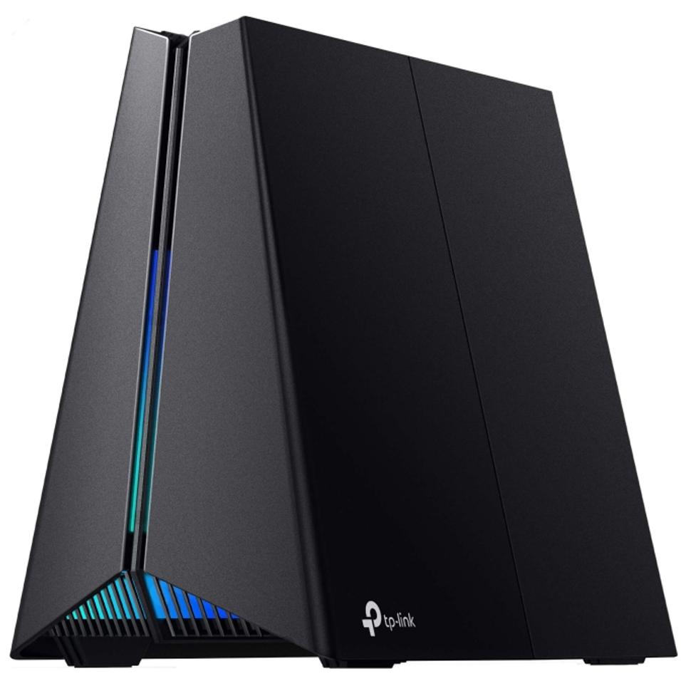 A large main feature product image of TP-Link Archer GXE75 - AXE5400 Wi-Fi 6E Tri-Band Gaming Router