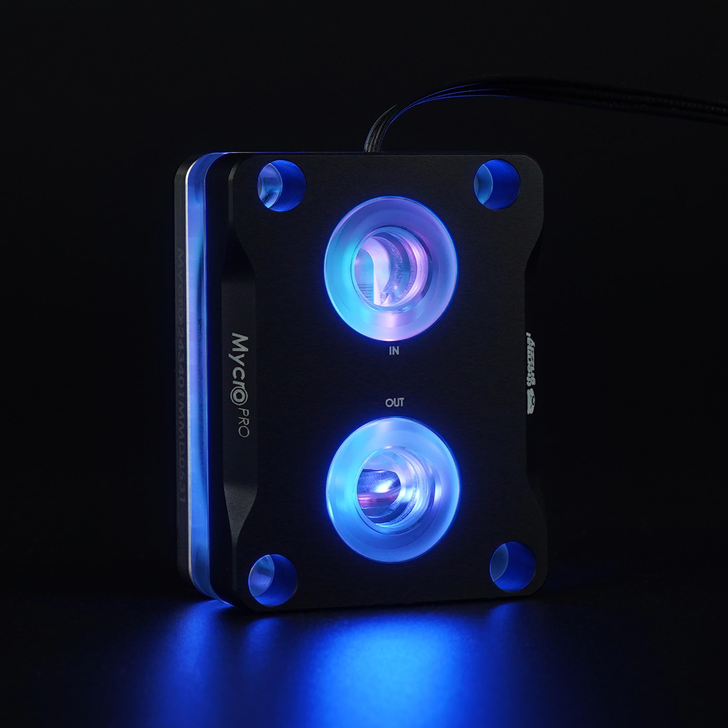 A large main feature product image of Thermal Grizzly Mycro Direct Die Pro RGB - CPU Water Block for Intel LGA1700