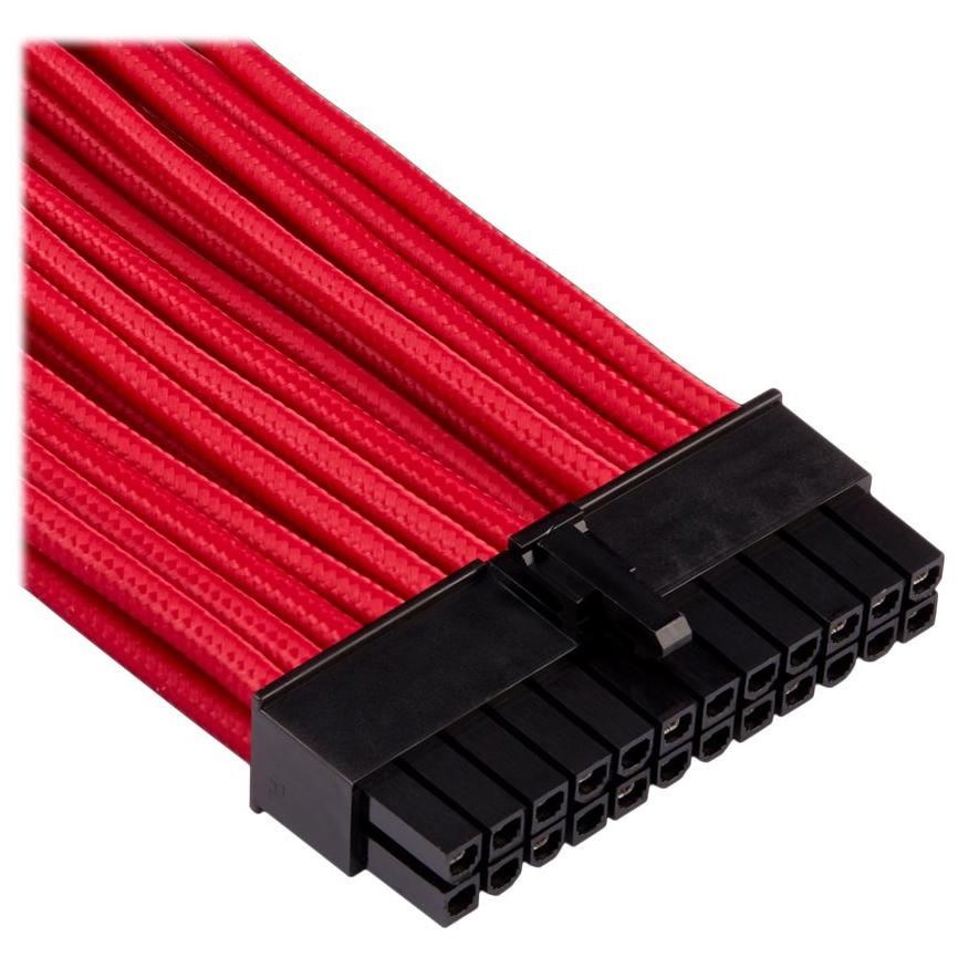 A large main feature product image of Corsair Premium Individually Sleeved PSU Cables Starter Kit Type 4 Gen 4 (Red)