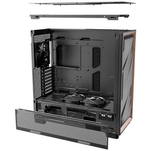 A large main feature product image of Antec Flux Pro - Full Tower ATX Case with Digital Display (Black)