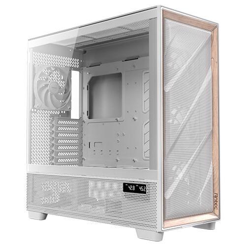 A large main feature product image of Antec Flux Pro - Full Tower ATX Case with Digital Display (White)