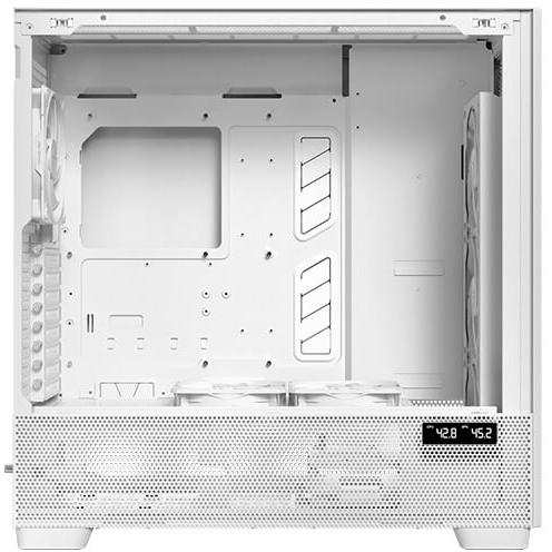 A large main feature product image of Antec Flux Pro - Full Tower ATX Case with Digital Display (White)