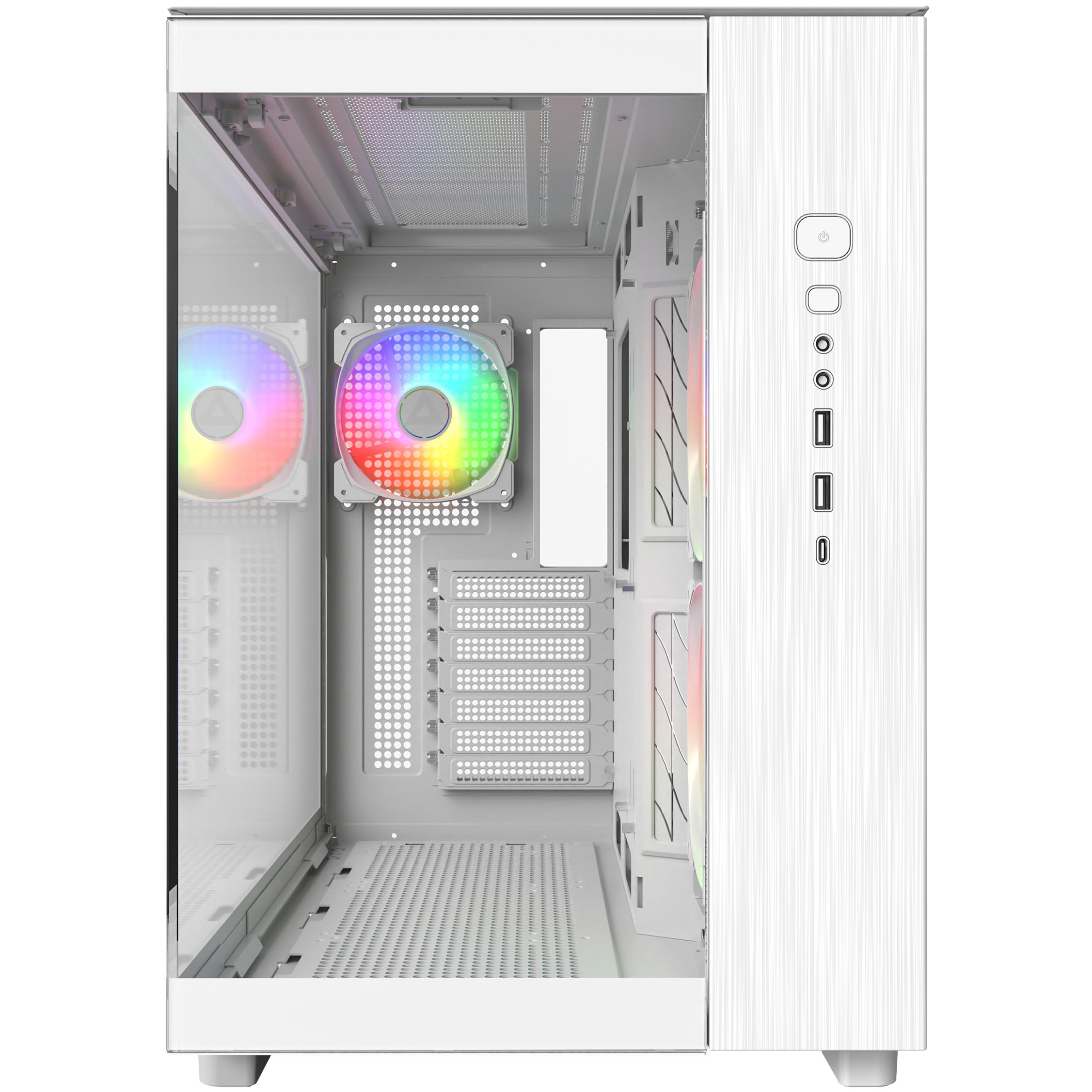 A large main feature product image of Montech KING 65 PRO Dual-Chamber Tempered Glass Mid Tower Case (White)