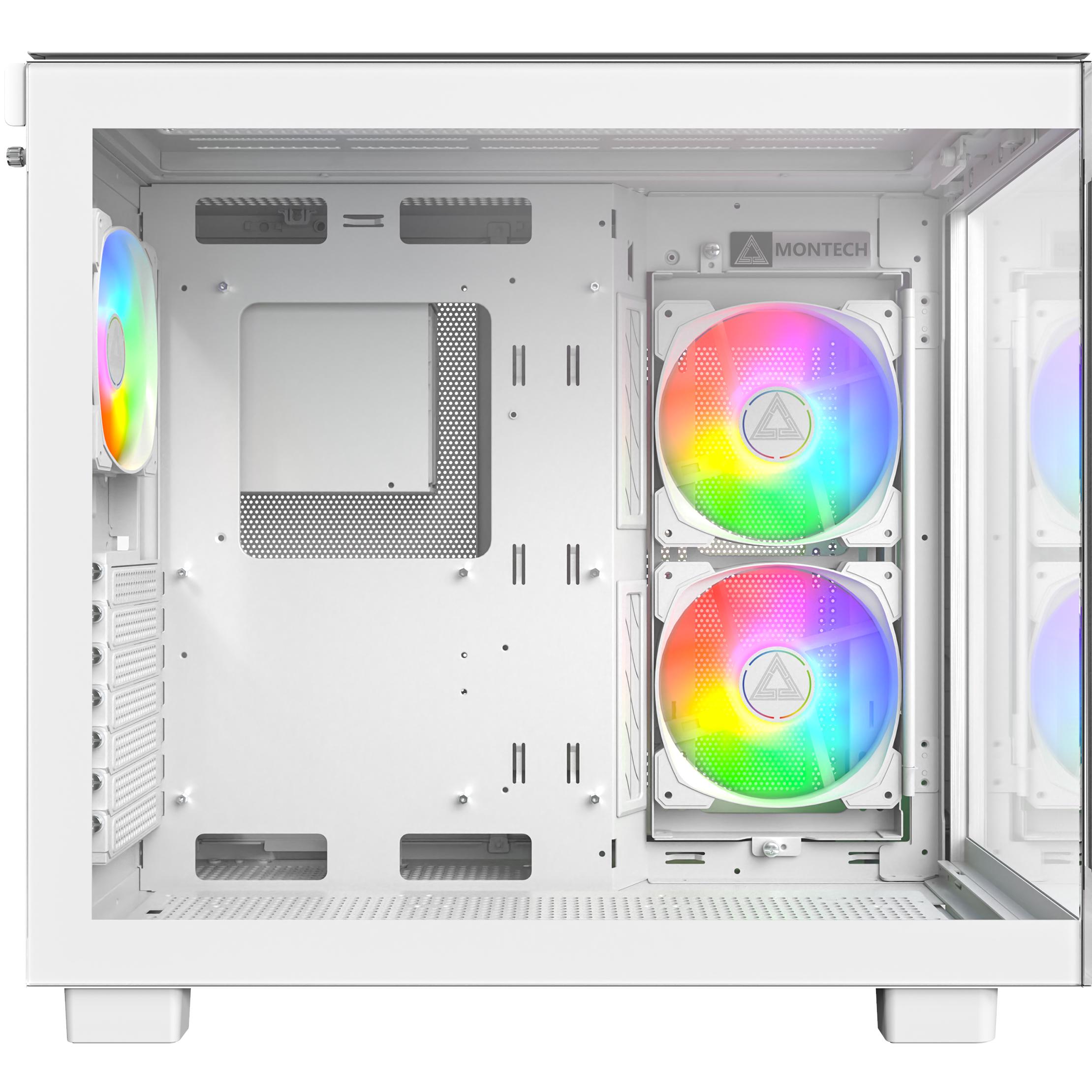 A large main feature product image of Montech KING 65 PRO Dual-Chamber Tempered Glass Mid Tower Case (White)