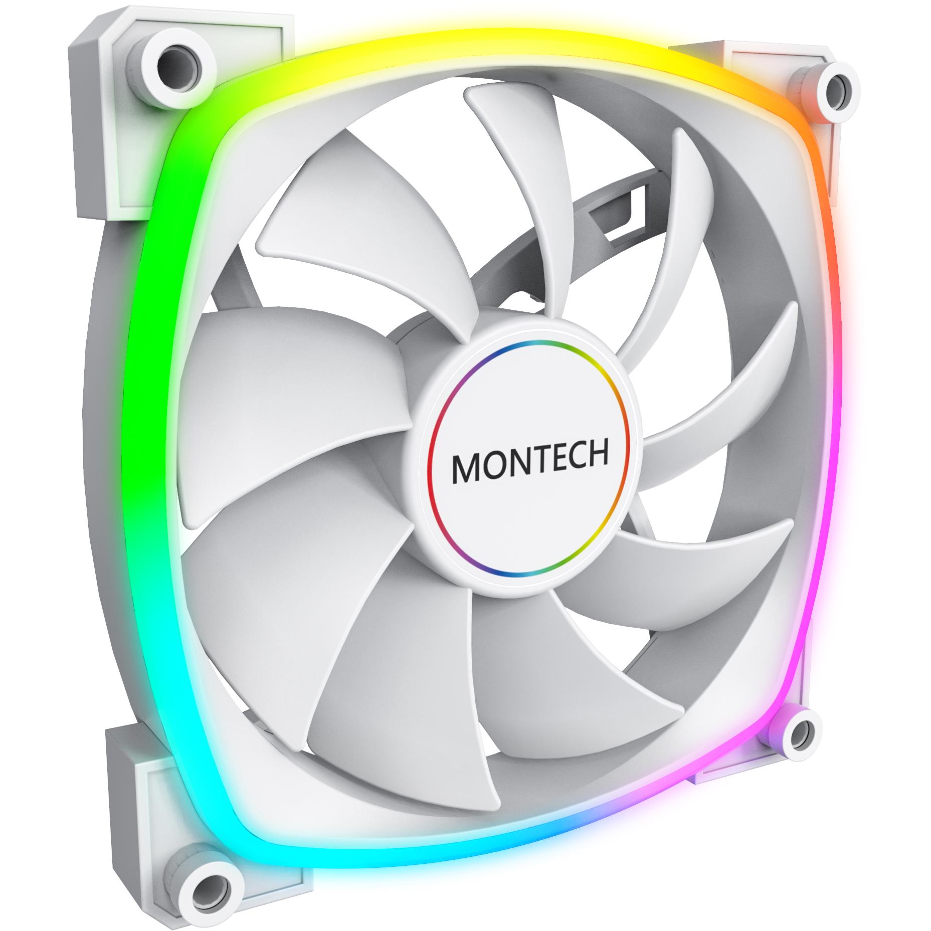A large main feature product image of Montech AX120 ARGB 120mm PWM Fan (White)