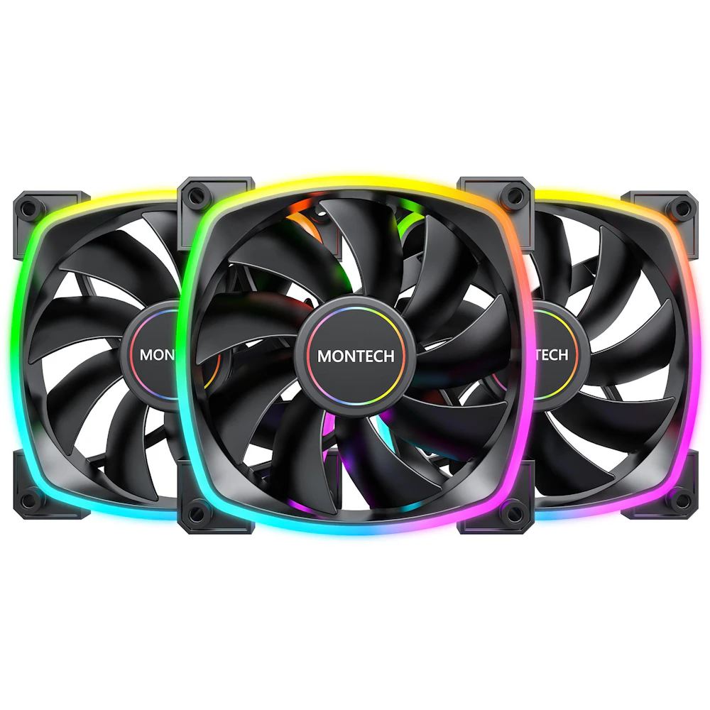 Montech AX120 ARGB 120mm PWM Fan 3-Pack (Black)