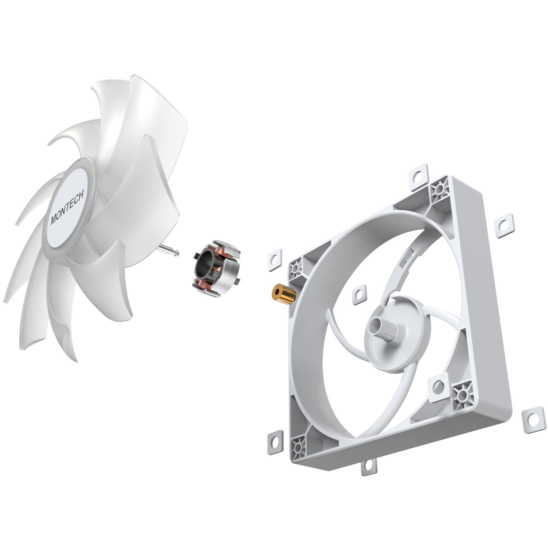 A large main feature product image of Montech GF120 ARGB 120mm PWM Fan (White)