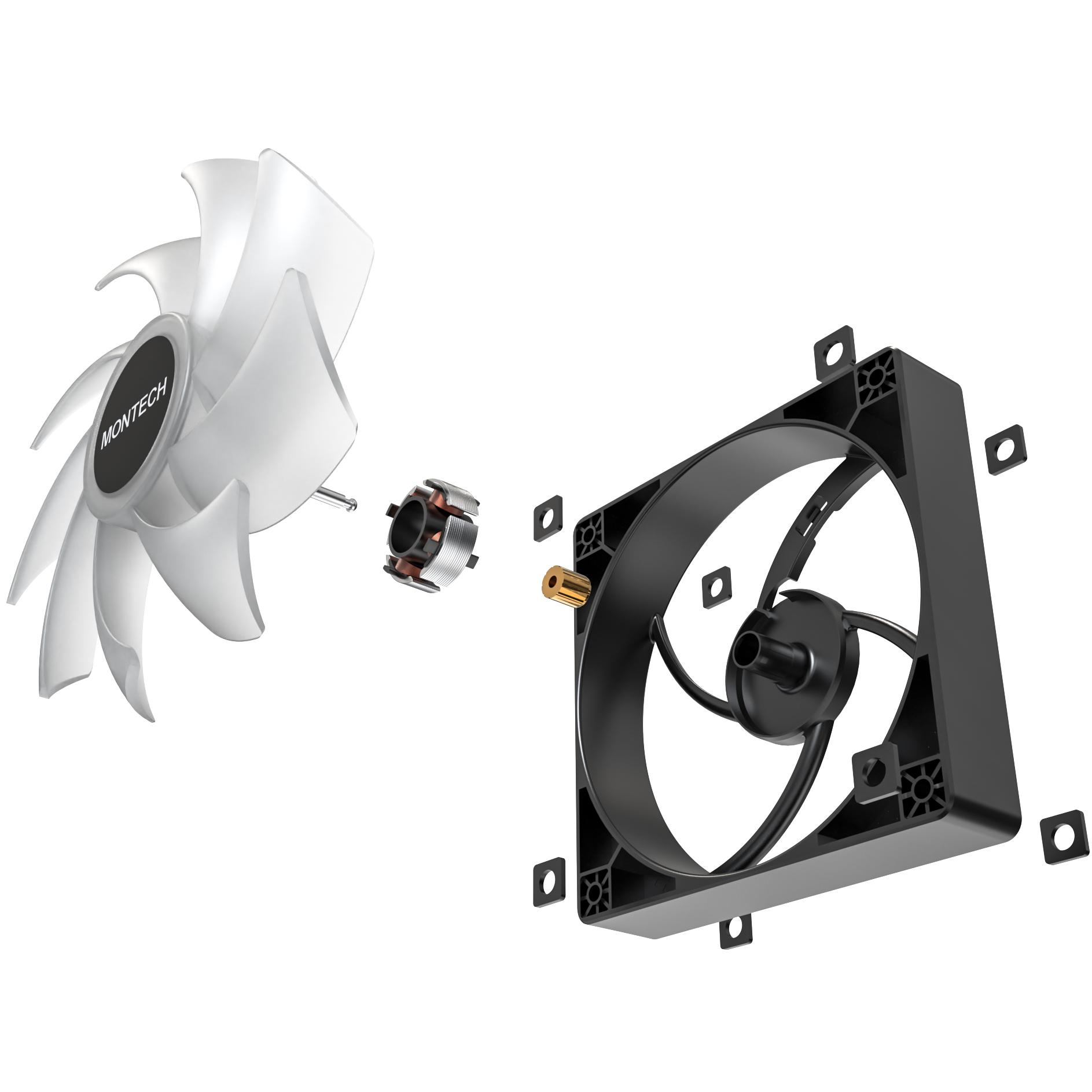 A large main feature product image of Montech GF120 ARGB 120mm PWM Fan (Black)