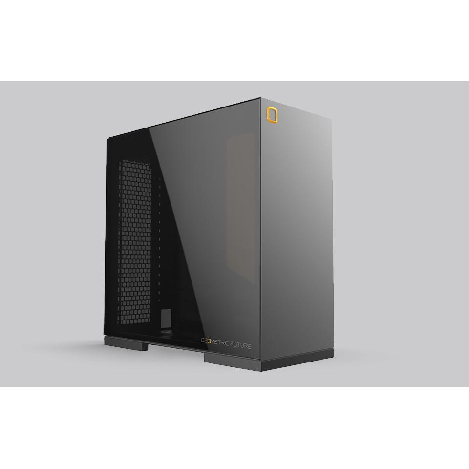 A large main feature product image of Geometric Future Model 8 - Mid Tower eATX Case (Black/Yellow)