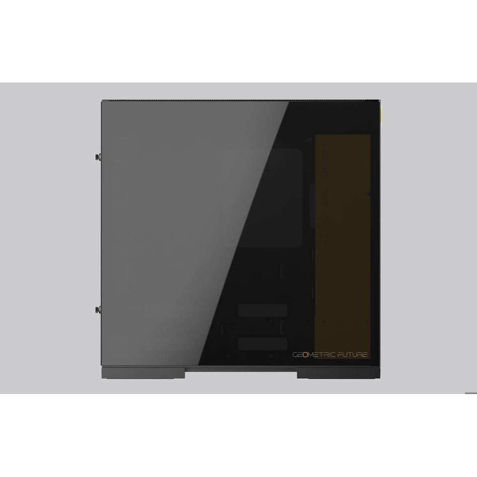 A large main feature product image of Geometric Future Model 8 - Mid Tower eATX Case (Black/Yellow)