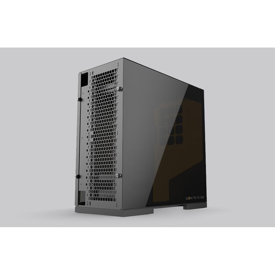 A large main feature product image of Geometric Future Model 8 - Mid Tower eATX Case (Black/Yellow)