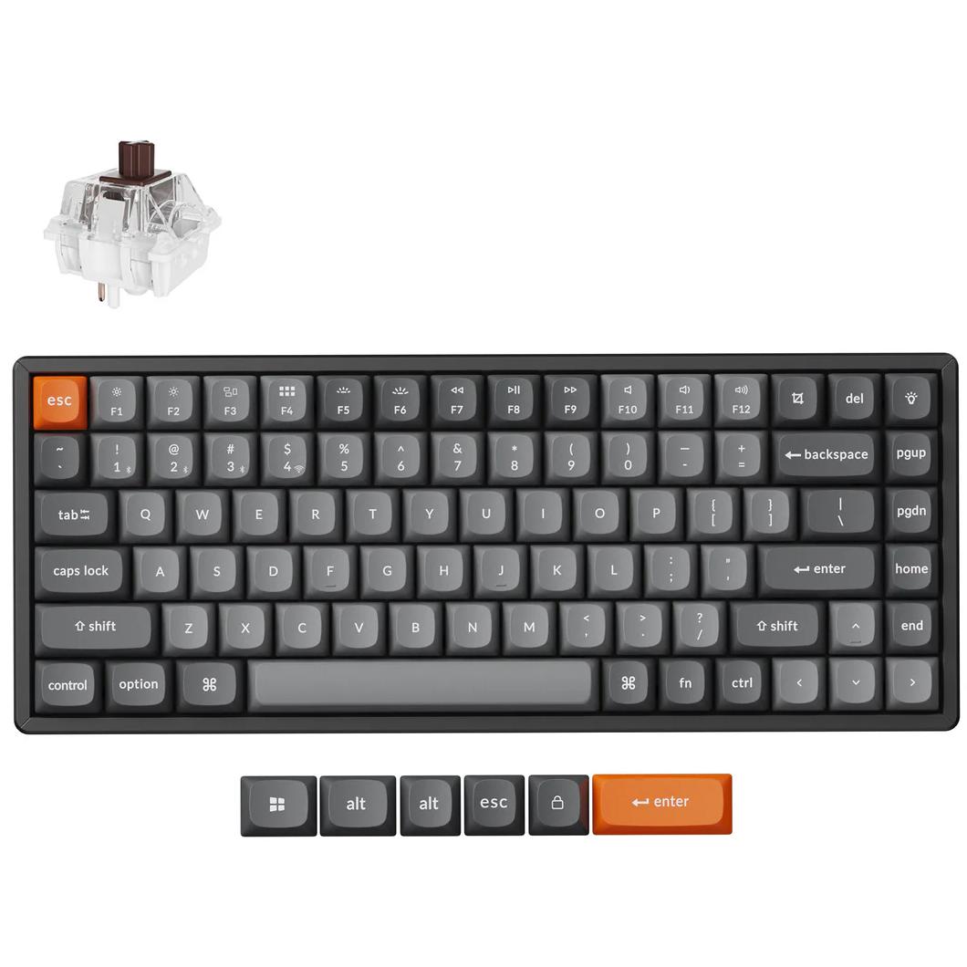 A large main feature product image of Keychron K2 Max - 75% QMK RGB Wireless Mechanical Keyboard - Black (Brown Switch)