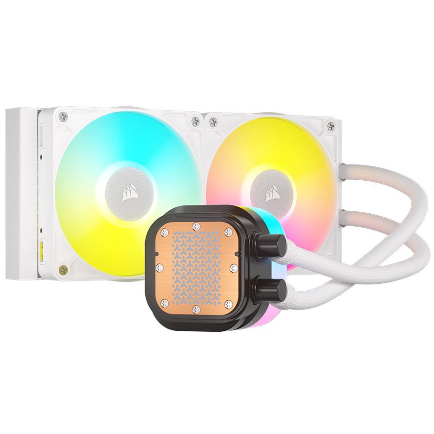 A large main feature product image of Corsair iCUE LINK TITAN 240 RX RGB - 240mm AIO Liquid CPU Cooler (White)