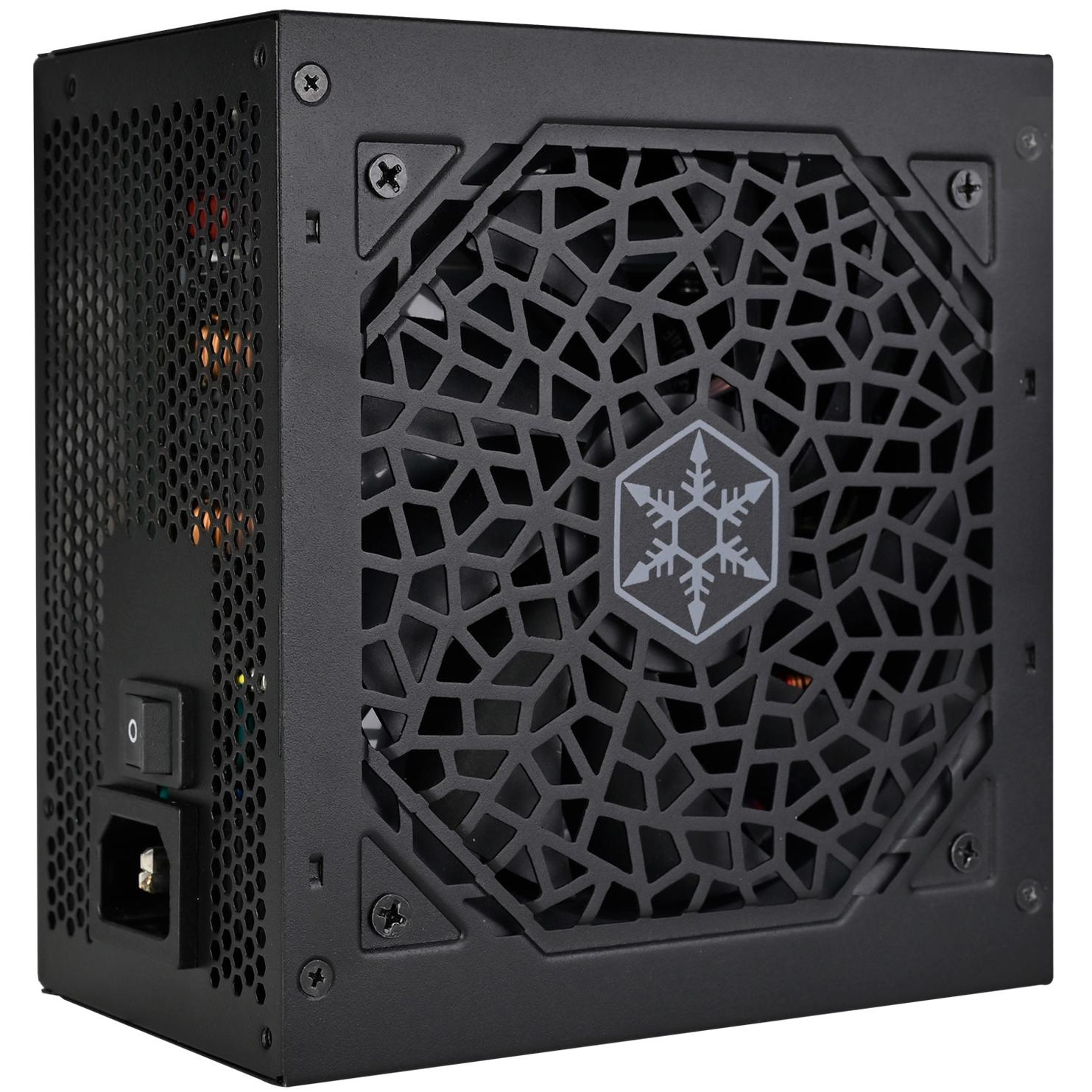 A large main feature product image of SilverStone Strider 550W 80PLUS ATX PSU