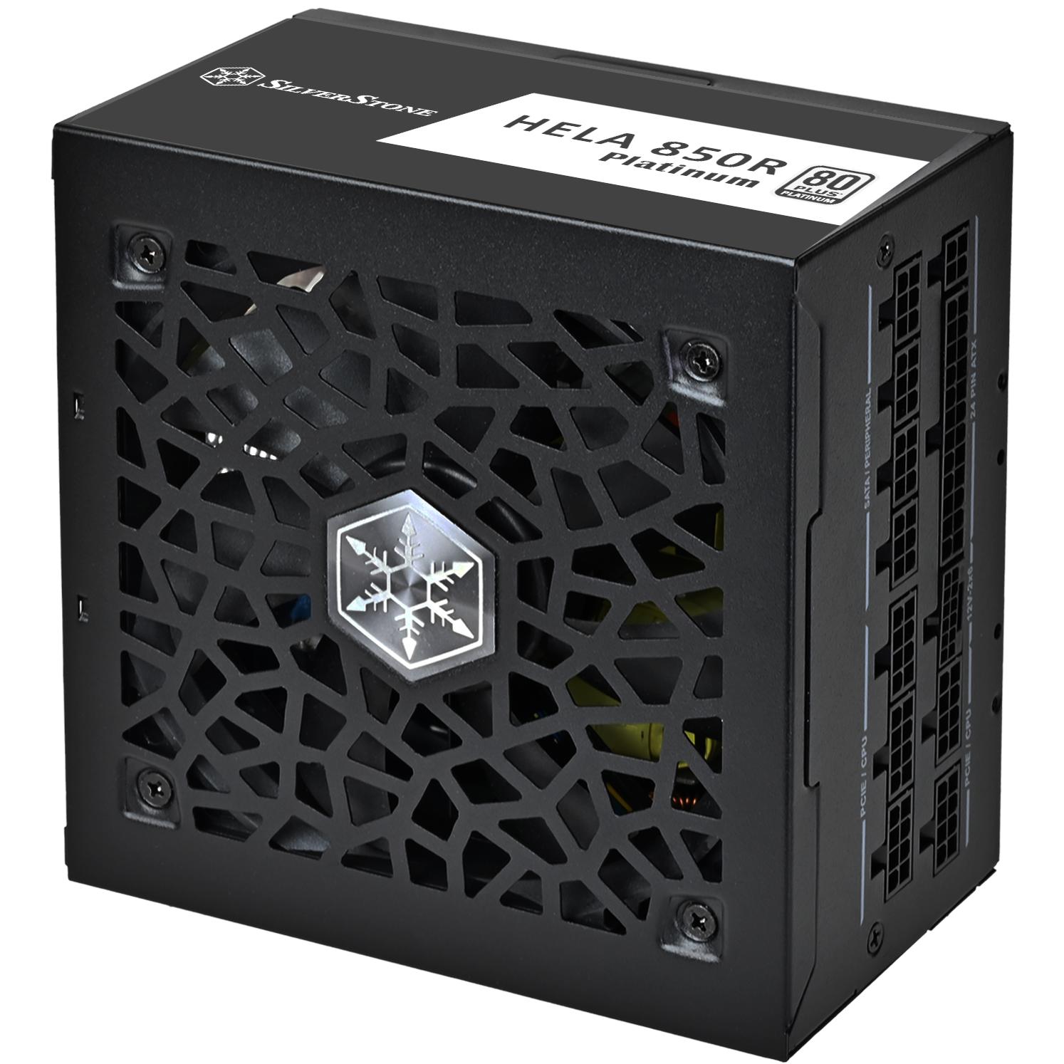 A large main feature product image of SilverStone HELA R 850W Platinum PCIe 5.0 ATX Modular PSU