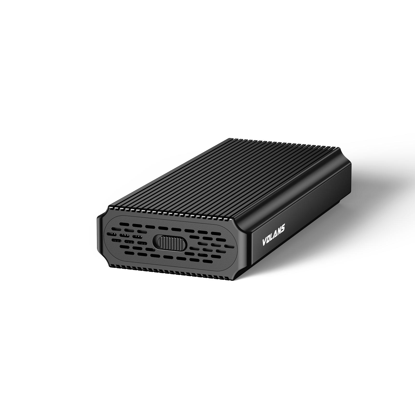 A large main feature product image of Volans Aluminium NVMe PCIe M.2 SSD to USB4 Type-C Enclosure 40Gbps