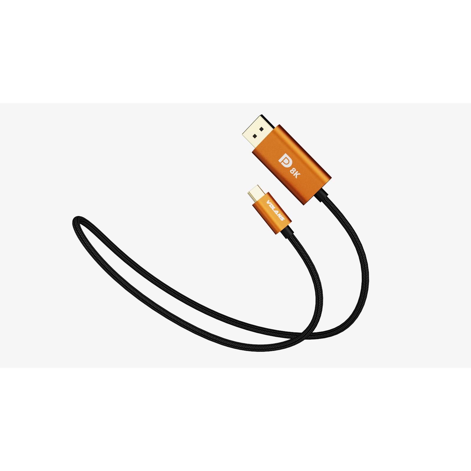 A large main feature product image of Volans Ultra 8K USB Type-C to DisplayPort 1.4 Cable - 2m