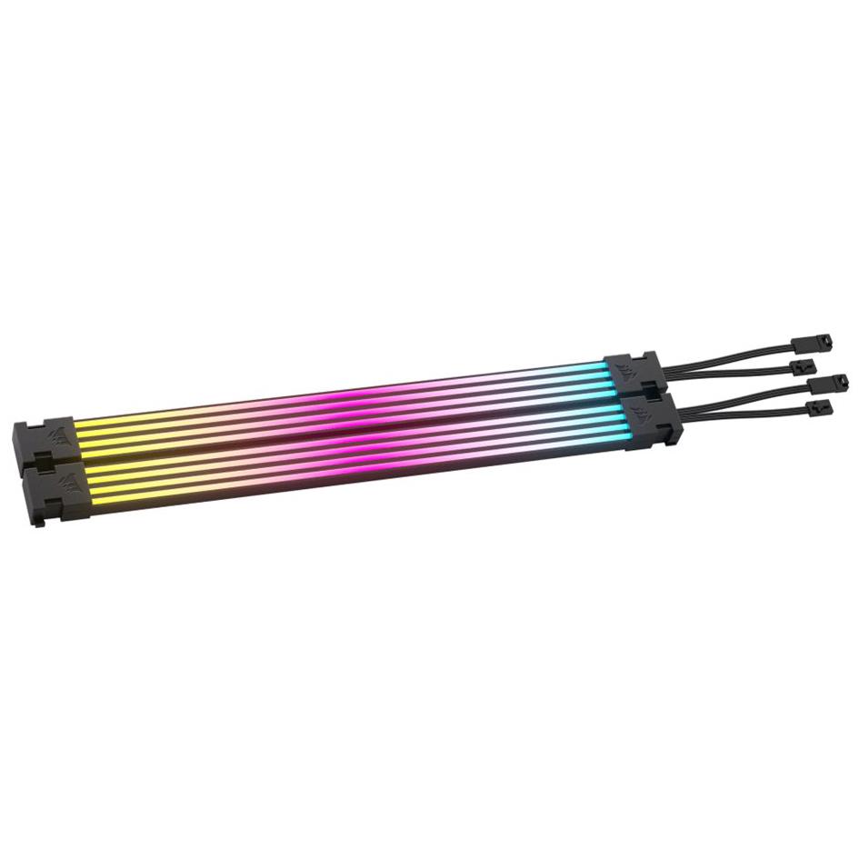 A large main feature product image of Corsair iCUE ARGB PSU Cable Strips