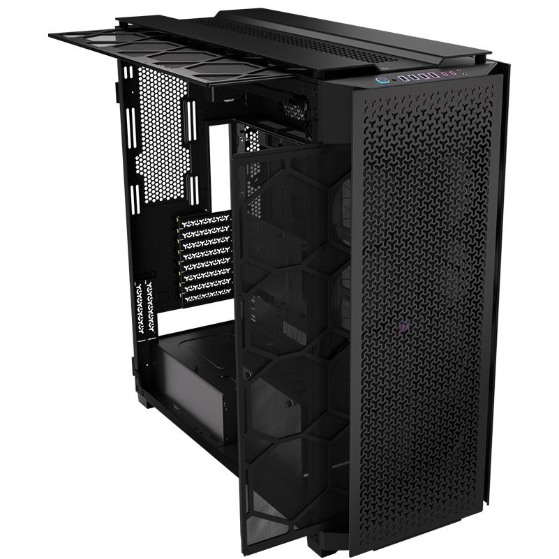 A large main feature product image of Corsair iCUE LINK 9000D RGB Airflow - Super Tower Dual-System Case (Black)
