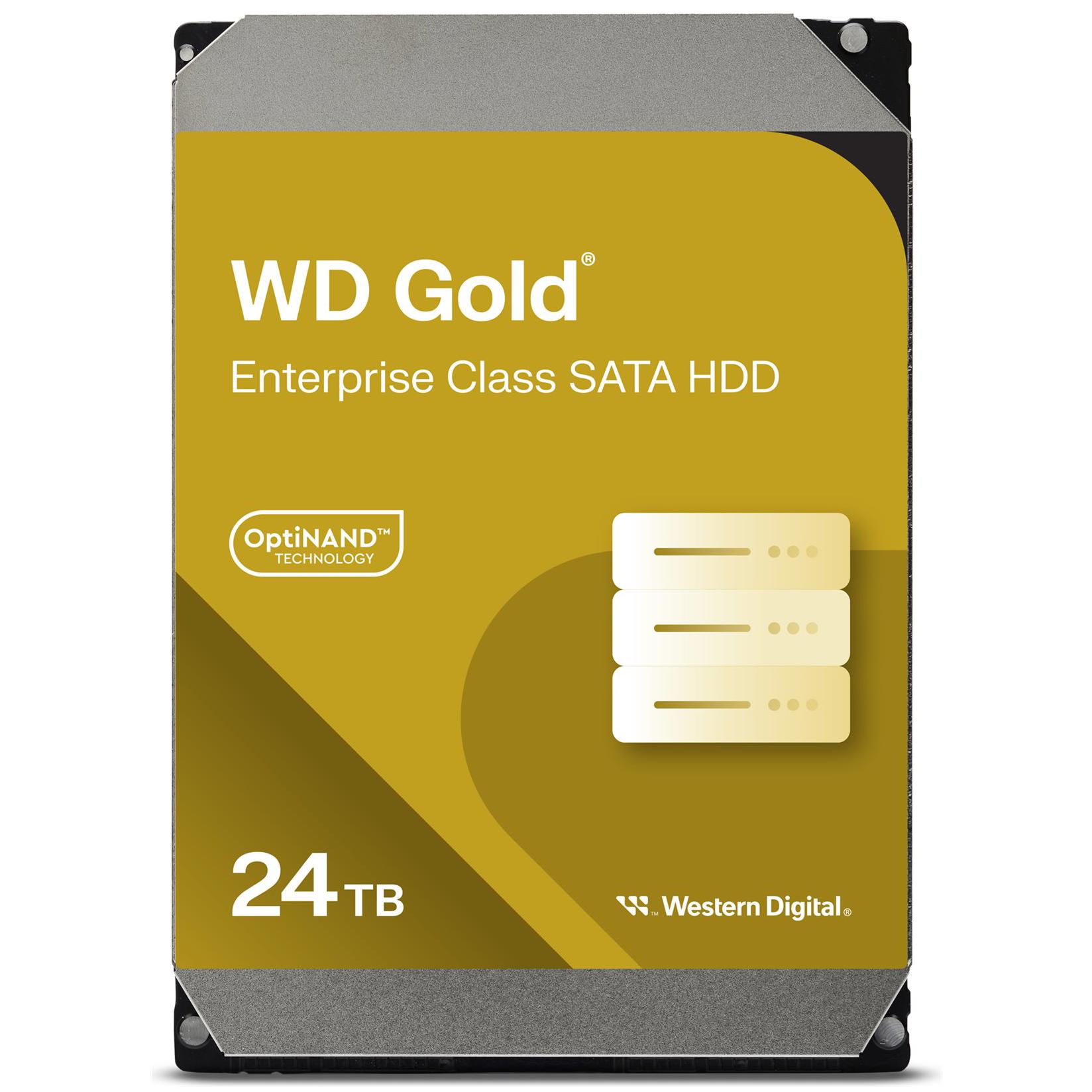 A large main feature product image of WD Gold 3.5" Enterprise Class HDD - 24TB 512MB