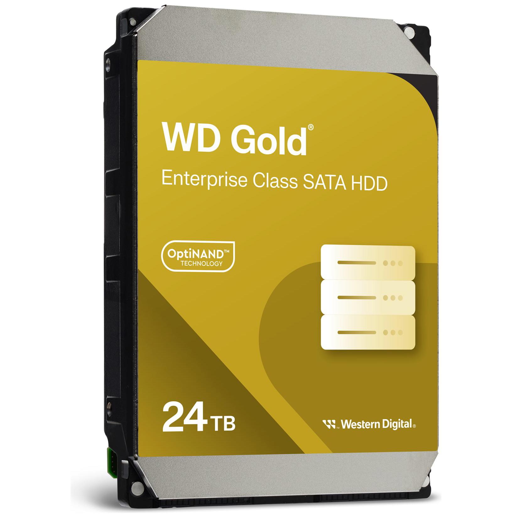A large main feature product image of WD Gold 3.5" Enterprise Class HDD - 24TB 512MB