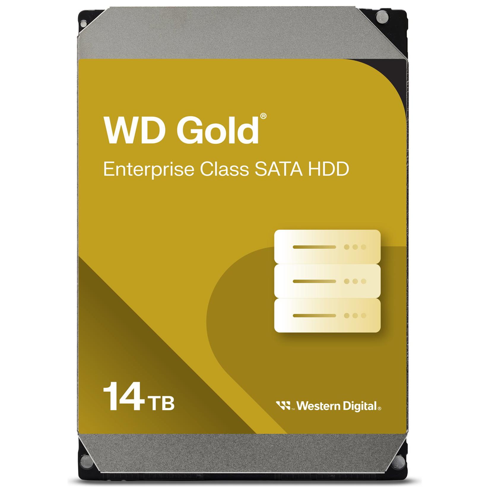 A large main feature product image of WD Gold 3.5" Enterprise Class HDD - 14TB 512MB