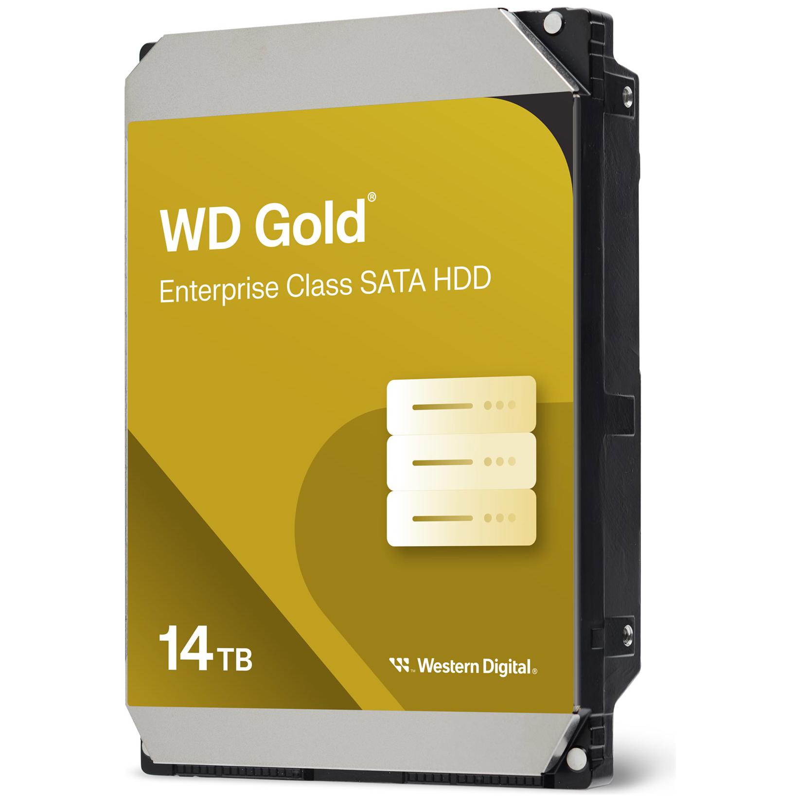 A large main feature product image of WD Gold 3.5" Enterprise Class HDD - 14TB 512MB