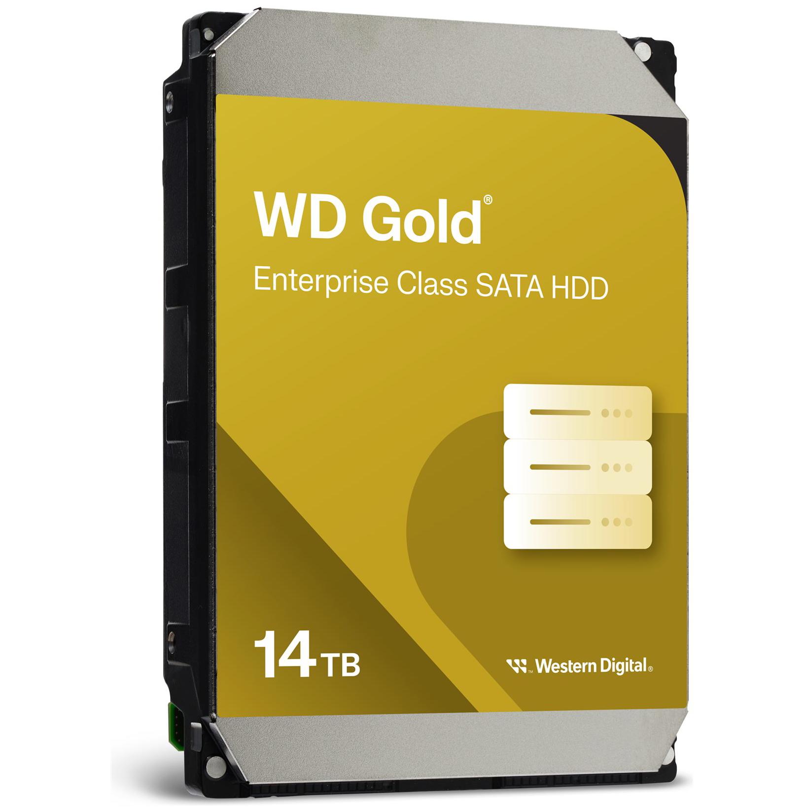 A large main feature product image of WD Gold 3.5" Enterprise Class HDD - 14TB 512MB
