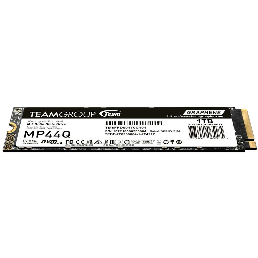 A large main feature product image of Team MP44Q PCIe Gen4 NVMe M.2 SSD - 1TB