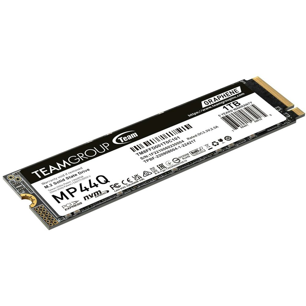 A large main feature product image of Team MP44Q PCIe Gen4 NVMe M.2 SSD - 1TB