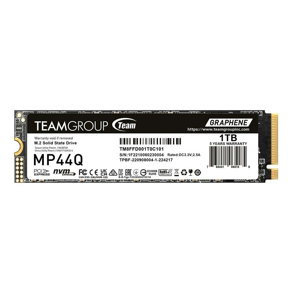 A large main feature product image of Team MP44Q PCIe Gen4 NVMe M.2 SSD - 1TB