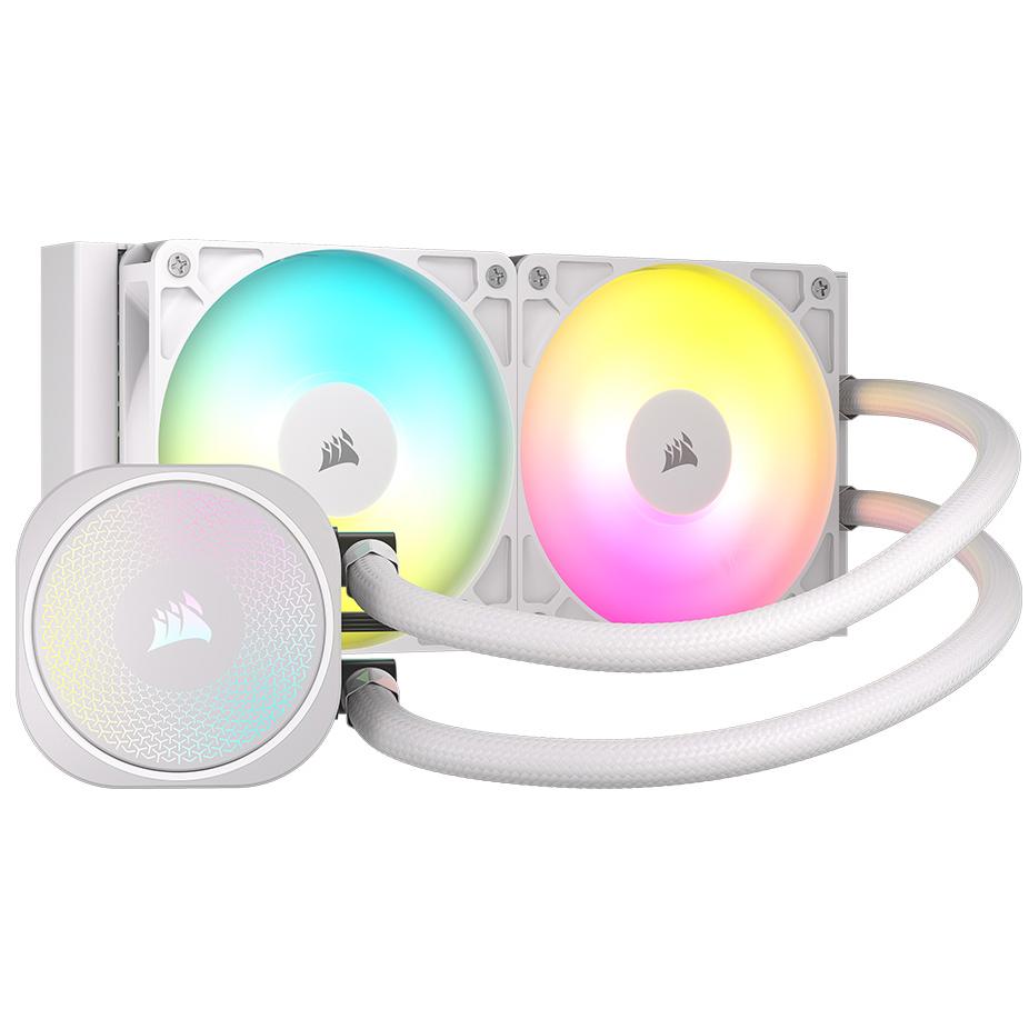 A large main feature product image of Corsair NAUTILUS 240 RS ARGB - 240mm AIO Liquid CPU Cooler (White)